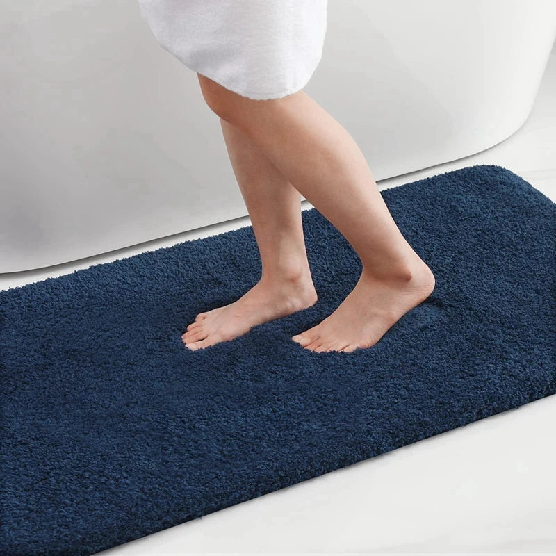 Olanly Bathroom Rug Mat Shaggy Soft Absorbent Bath Rug Non Slip Thick Plush Machine Washable Bath Mat For Bathroom Shower 24x16