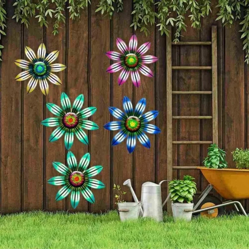 1/2/4pcs Metal Flower Wall Decoration Wall Art Hanging Decoration Home Garden Garden Outdoor Decoration (4 Colors Optional)