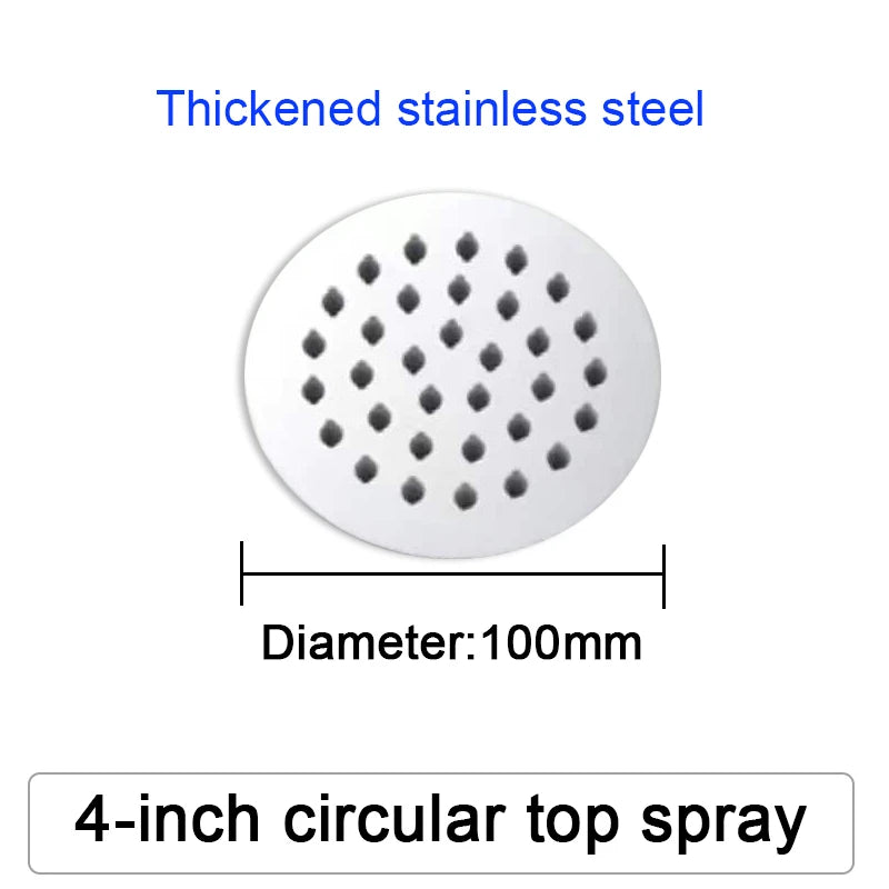 4/6/8/10/12 inch pressurized rain shower head stainless steel square round rain shower head large water outlet shower head