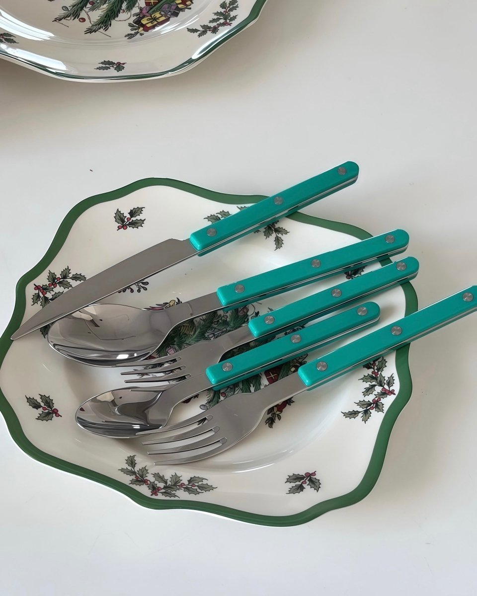 10 Pcs Modern French Rivet Cutlery Set - Bistrot Style Flatware Silverware-3