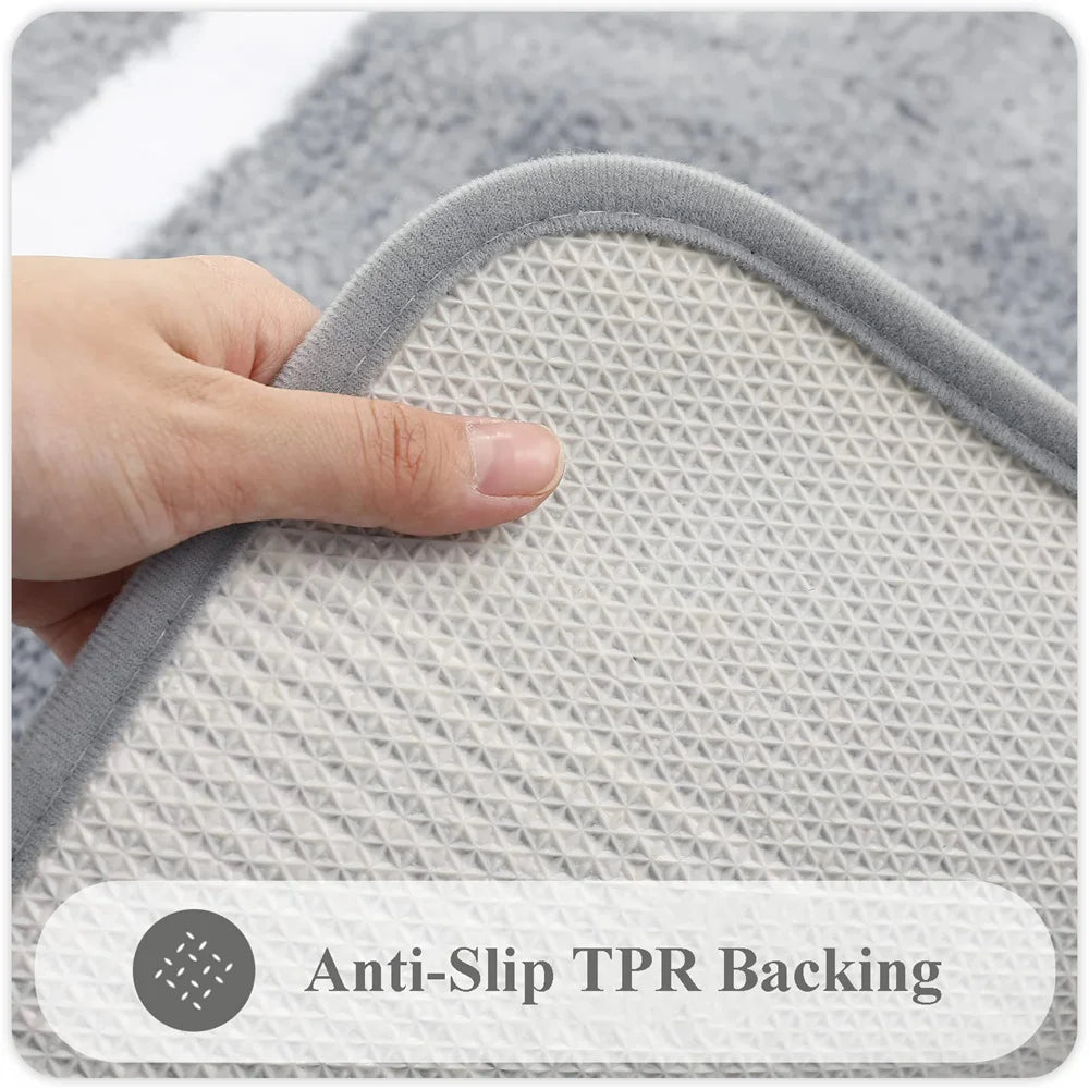 Olanly Absorbent Bath Mat Bathroom Rug Shower Pad Non-Slip Bedroom Wash Carpet Soft Thick Living Room Plush Foot Mat Floor Decor