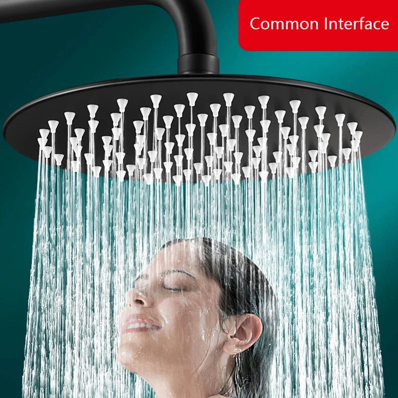 4/6/8/10/12 inch pressurized rain shower head stainless steel square round rain shower head large water outlet shower head