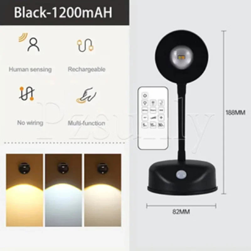 Spotlights USB Rechargeable Intelligent Human Sensing Wireless Wall Light Dimmable Led Spotlight for Lighting Paintings Pictures