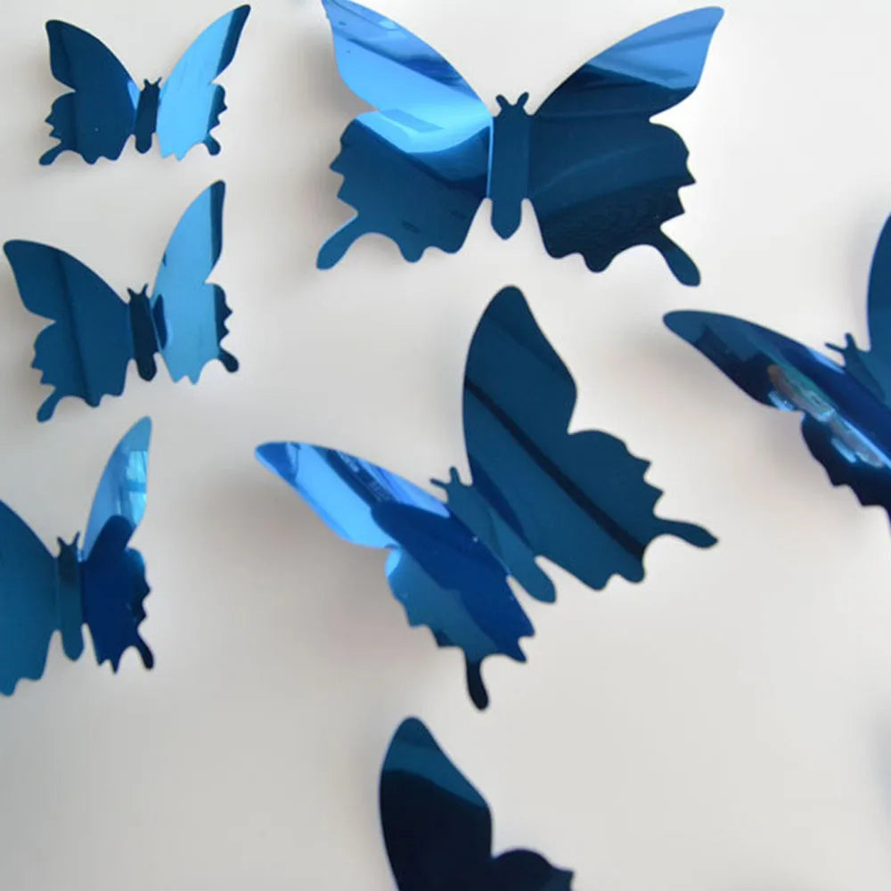 12Pcs 3D Butterfly Mirror Wall Sticker Decal Wall Art Removable Wedding Decoration Kids Room Decoration Sticker Hot products