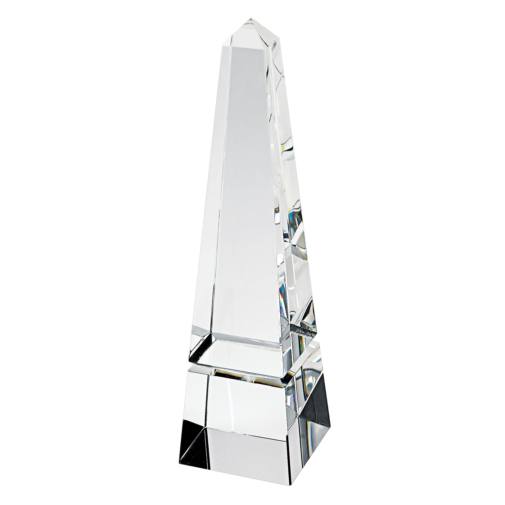 12" Clear Crystal Obelisk Statue-0
