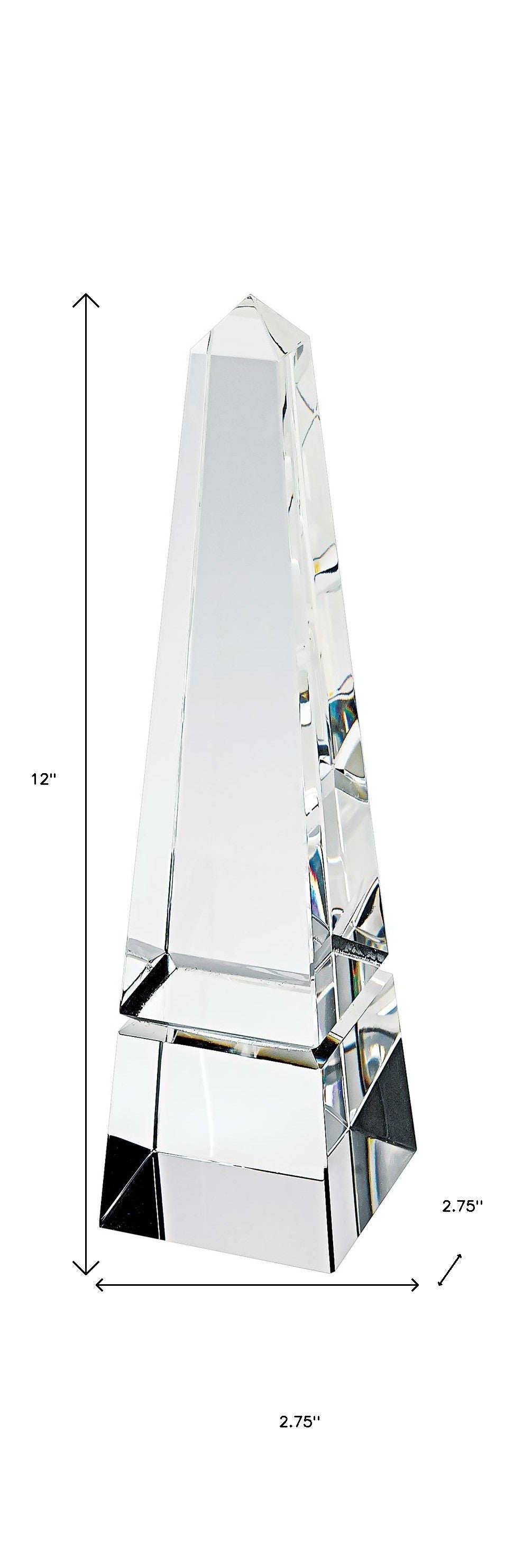 12" Clear Crystal Obelisk Statue-8