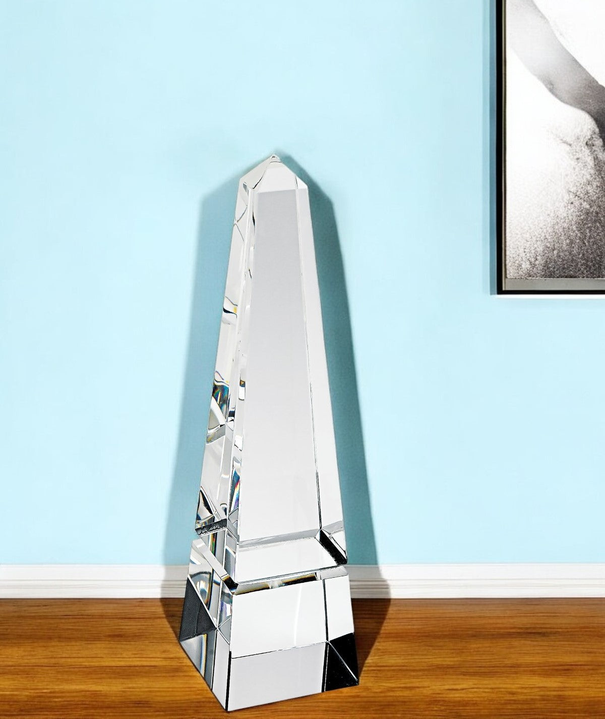 12" Clear Crystal Obelisk Statue-1