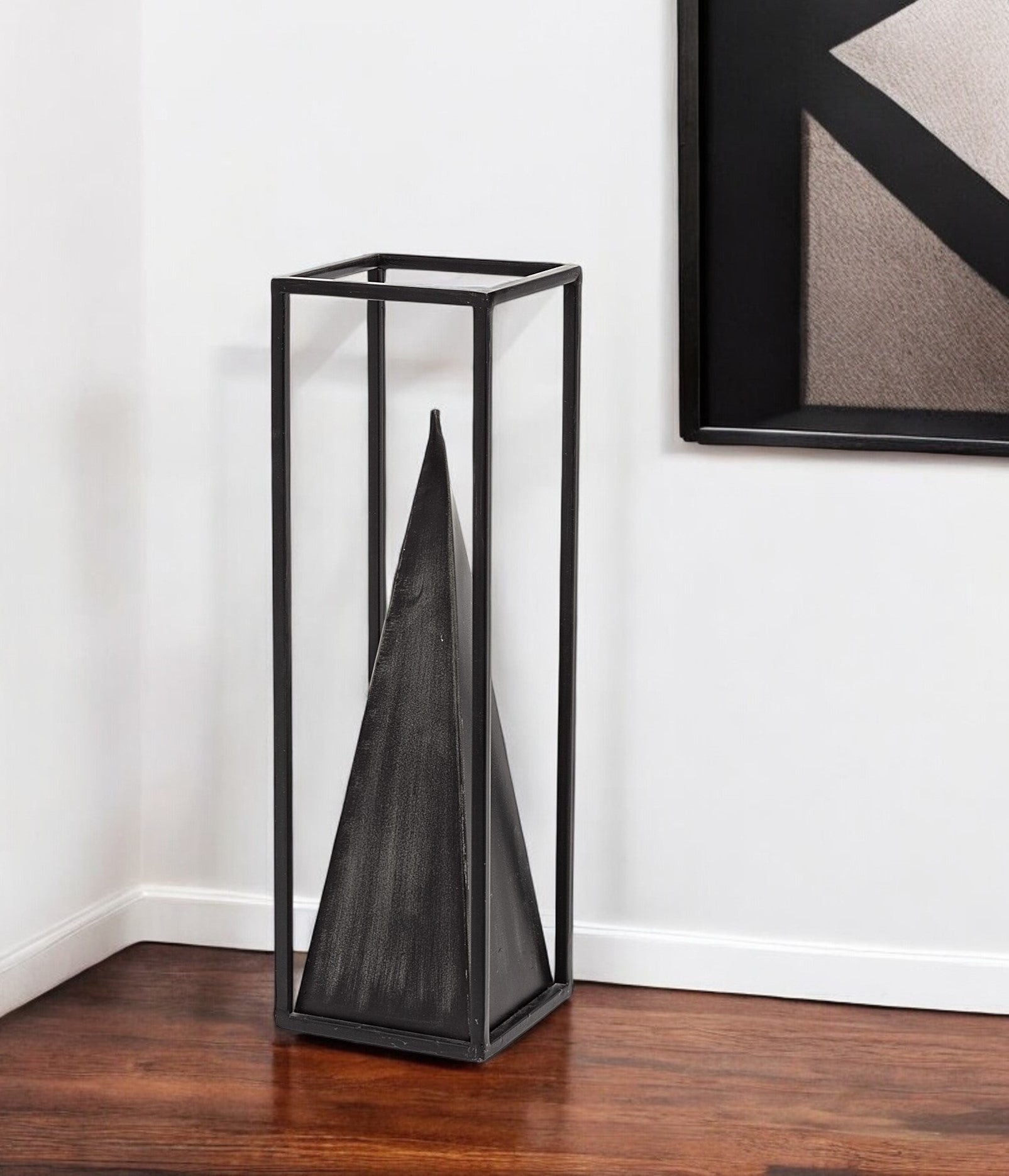 13" Black Metal Tabletop Sculpture-0