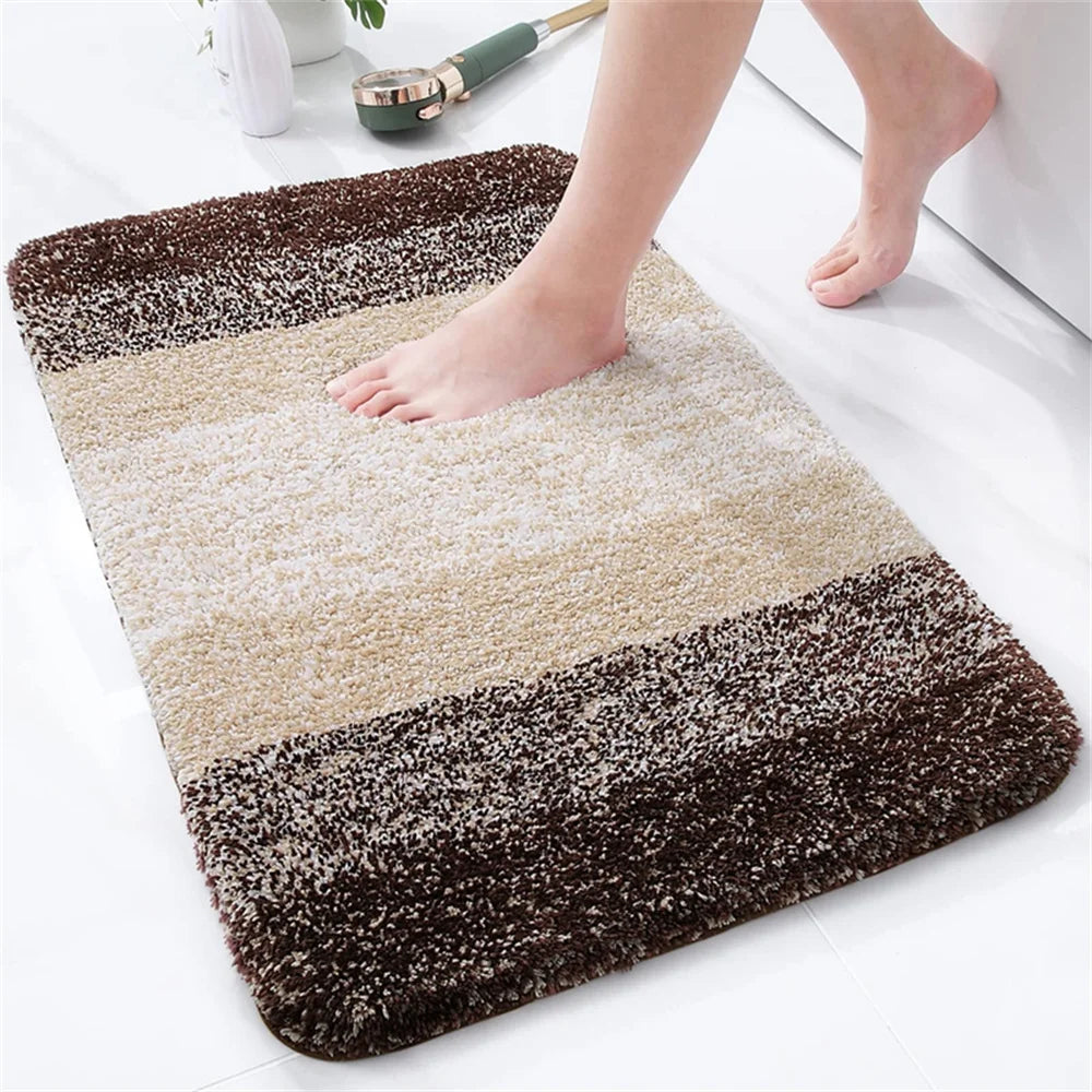Olanly Absorbent Bath Mat Bathroom Rug Shower Pad Non-Slip Bedroom Wash Carpet Soft Thick Living Room Plush Foot Mat Floor Decor