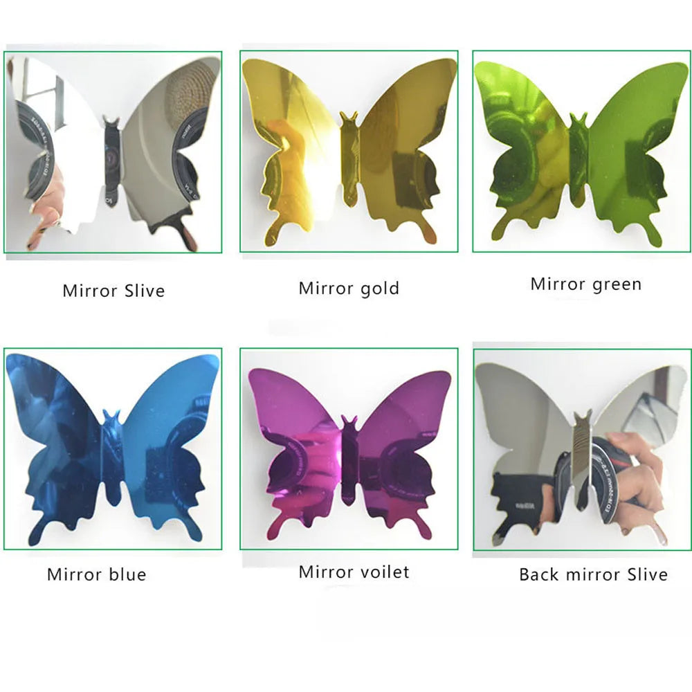 12pcs 3D Butterfly Mirror Wall Sticker Decal Wall Art Removable Wedding Decoration Kids Room Decoration Sticker Hot products