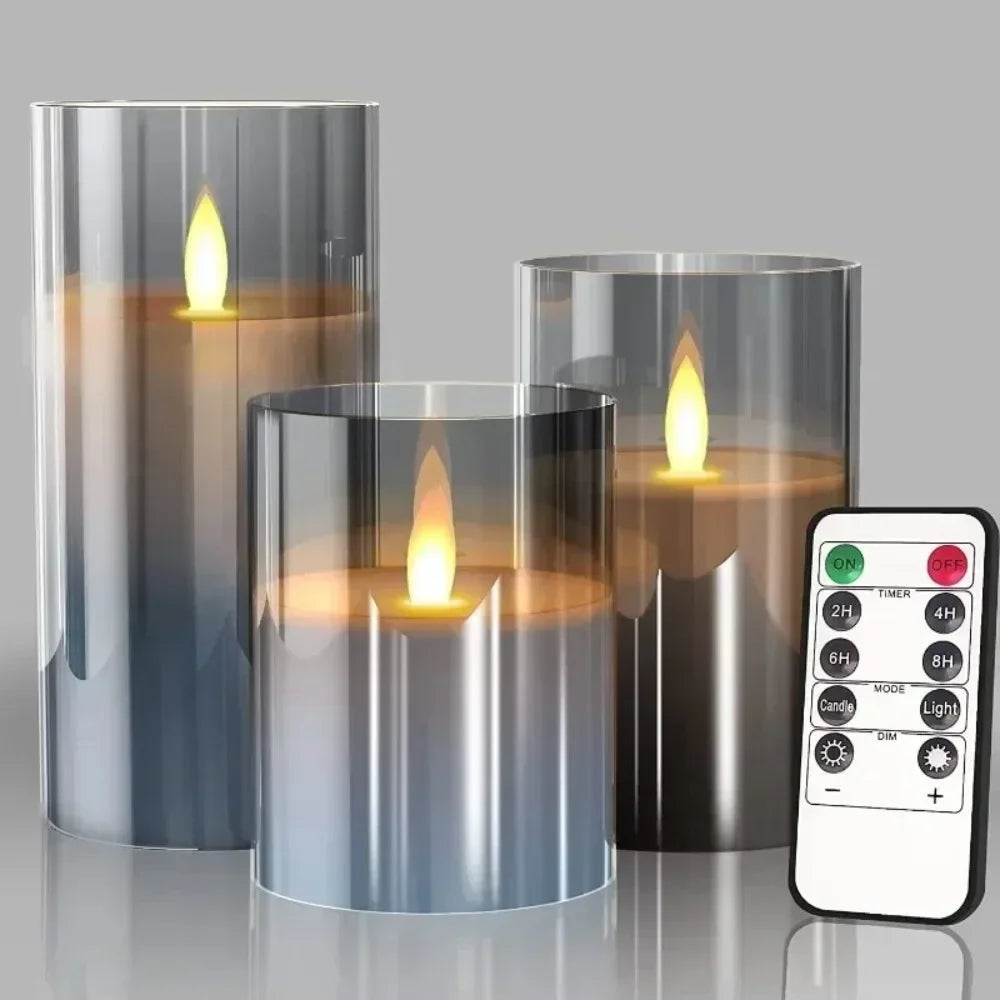 3pcs/set LED Flameless Candles Tealight with Remote Control Battery Flickering Fake Tealight for Wedding Party Christmas Decor