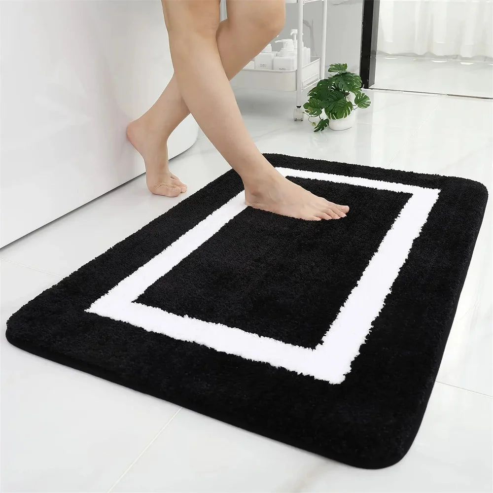 Olanly Absorbent Bath Mat Bathroom Rug Shower Pad Non-Slip Bedroom Wash Carpet Soft Thick Living Room Plush Foot Mat Floor Decor