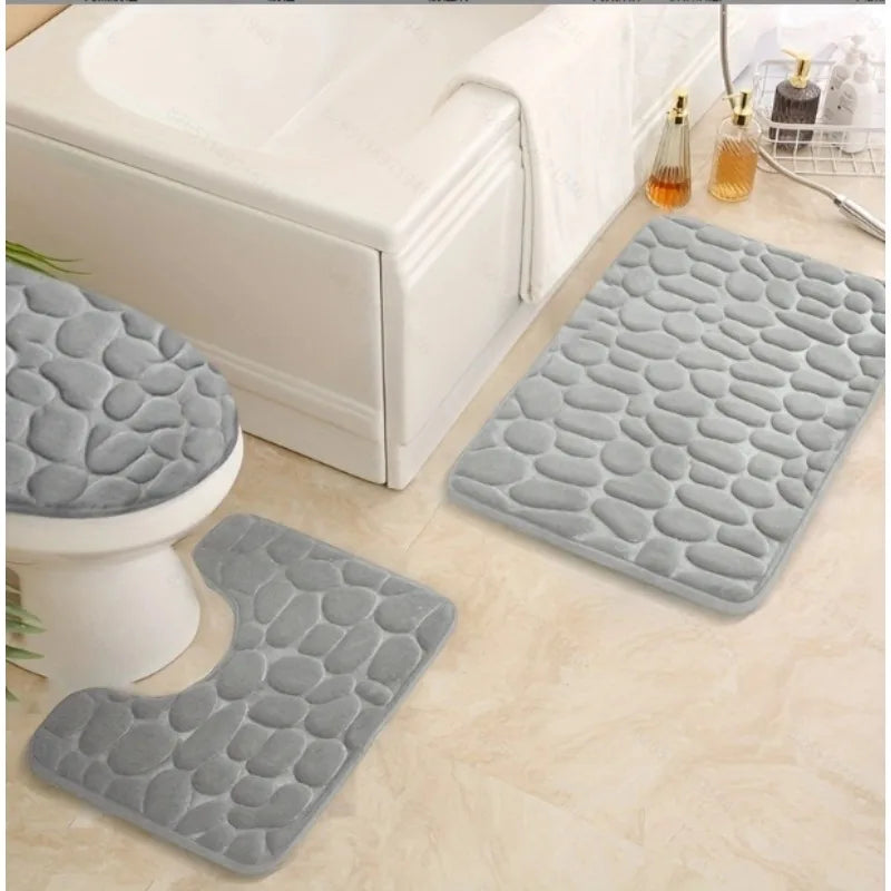 2pcs/set Coral Fleece Bathroom Rug Mat - Super Absorbent Non-Slip Toilet Shower Floor Pad Dirt Resistant Easy Clean Bath Mat