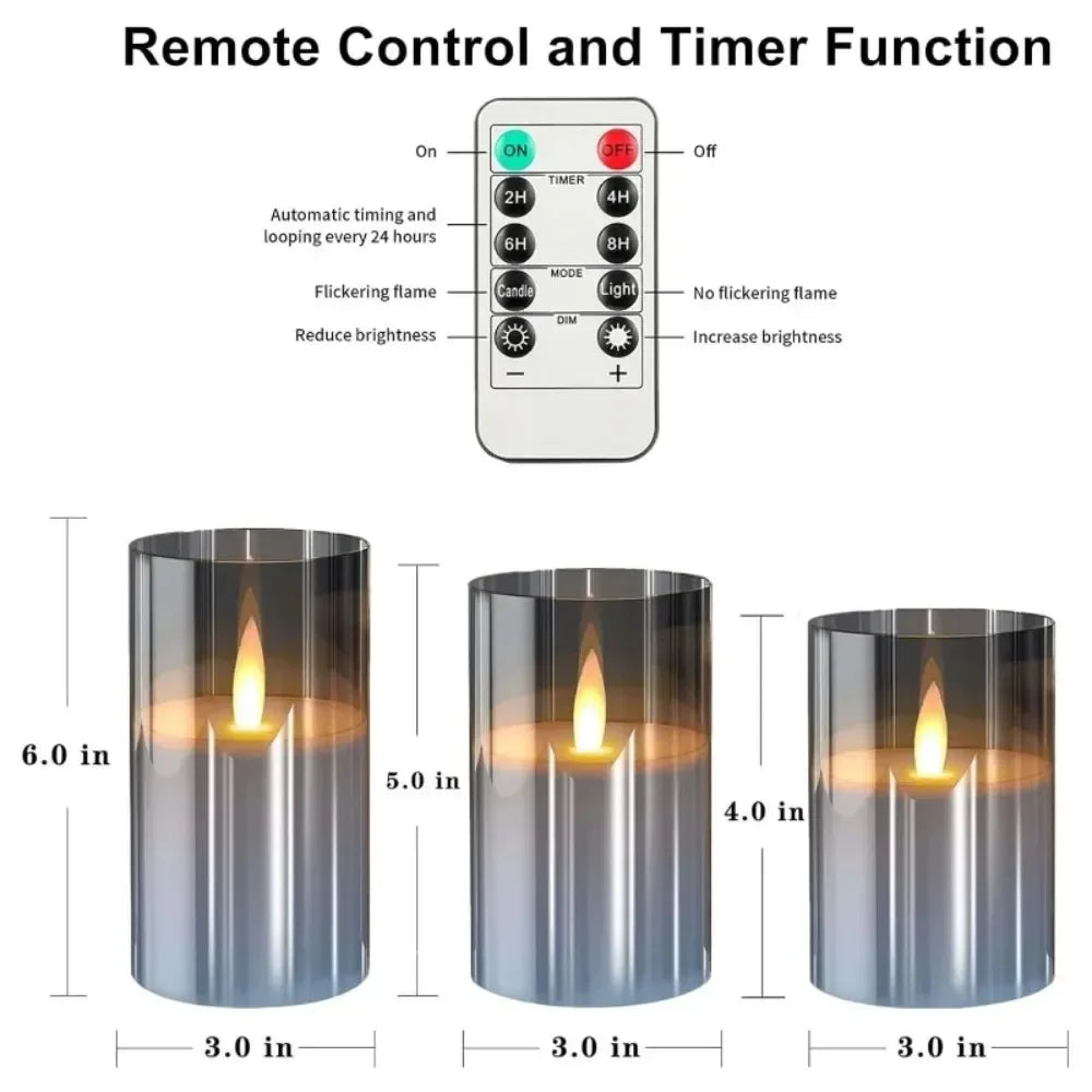 3pcs/set LED Flameless Candles Tealight with Remote Control Battery Flickering Fake Tealight for Wedding Party Christmas Decor