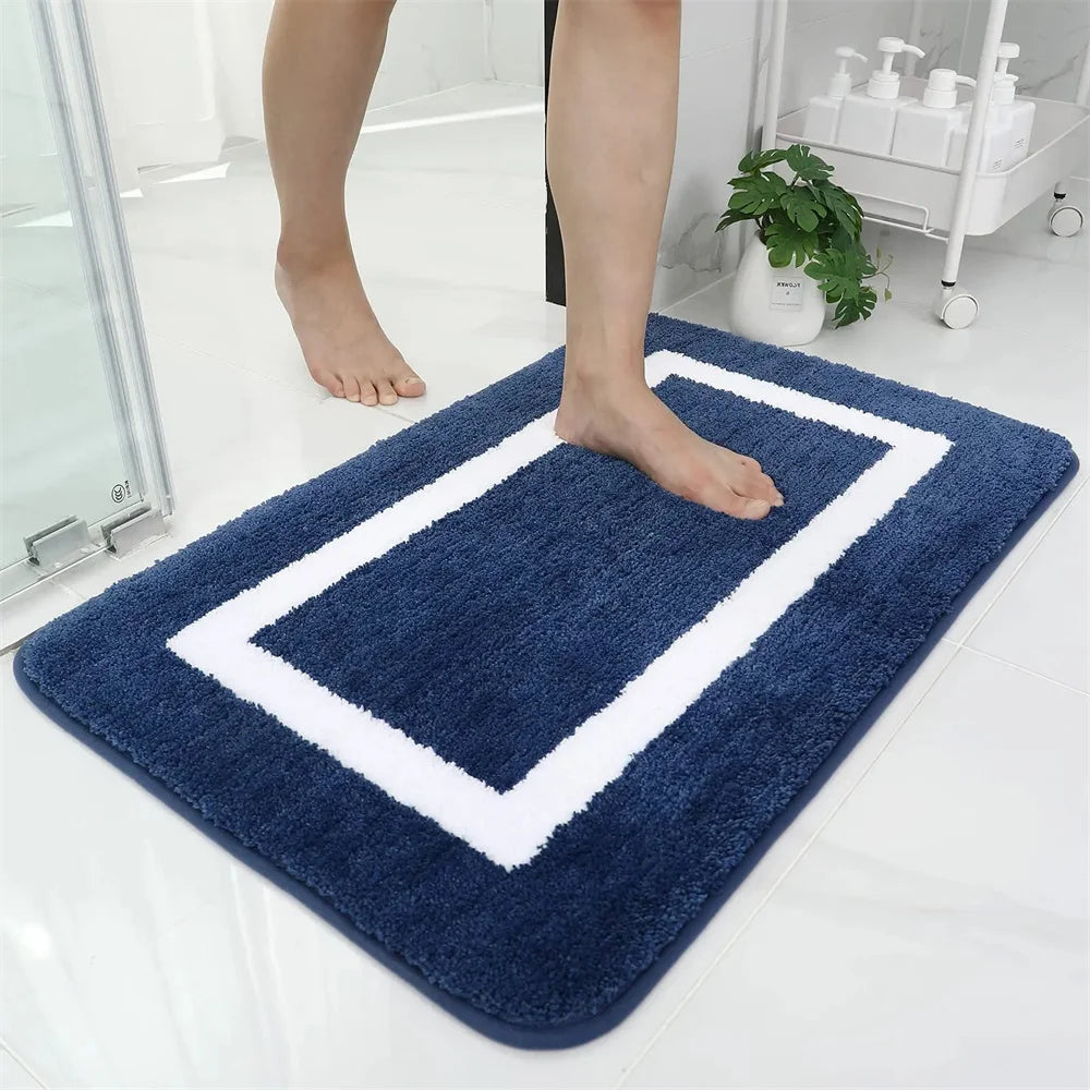 Olanly Absorbent Bath Mat Bathroom Rug Shower Pad Non-Slip Bedroom Wash Carpet Soft Thick Living Room Plush Foot Mat Floor Decor