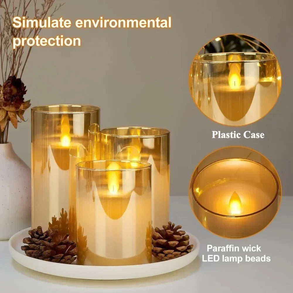 3pcs/set LED Flameless Candles Tealight with Remote Control Battery Flickering Fake Tealight for Wedding Party Christmas Decor