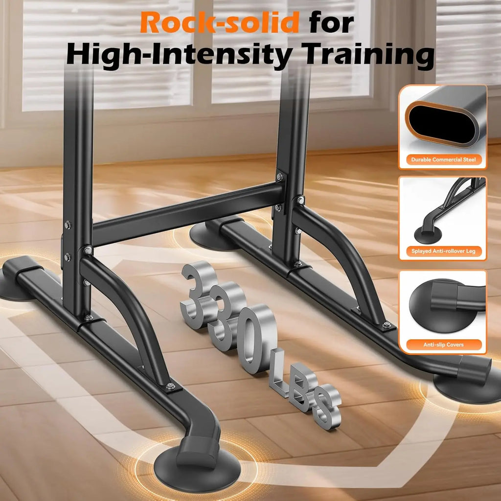 Power Tower Dip Station & Pull-Up Bar for Home Gym – Adjustable Height Strength Training Equipment for Pull-Ups, Dips, Push-Ups