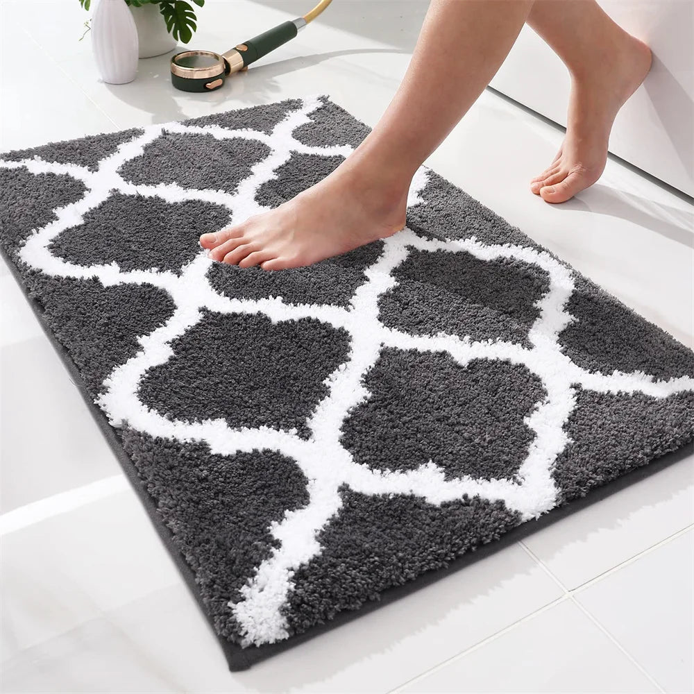 Olanly Absorbent Bath Mat Bathroom Rug Shower Pad Non-Slip Bedroom Wash Carpet Soft Thick Living Room Plush Foot Mat Floor Decor