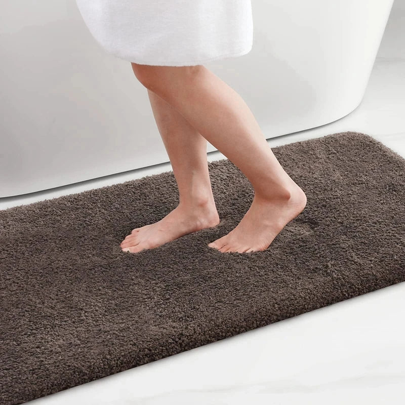 Olanly Bathroom Rug Mat Shaggy Soft Absorbent Bath Rug Non Slip Thick Plush Machine Washable Bath Mat For Bathroom Shower 24x16