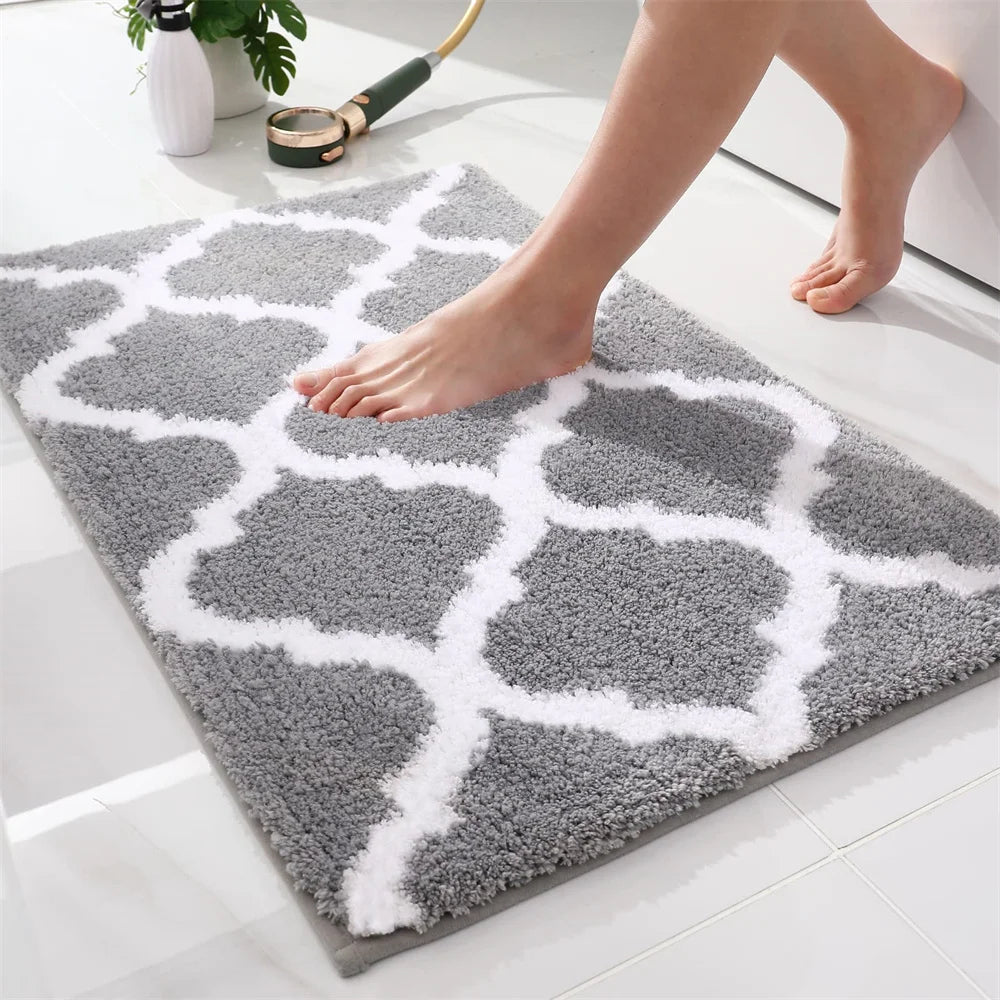 Olanly Absorbent Bath Mat Bathroom Rug Shower Pad Non-Slip Bedroom Wash Carpet Soft Thick Living Room Plush Foot Mat Floor Decor