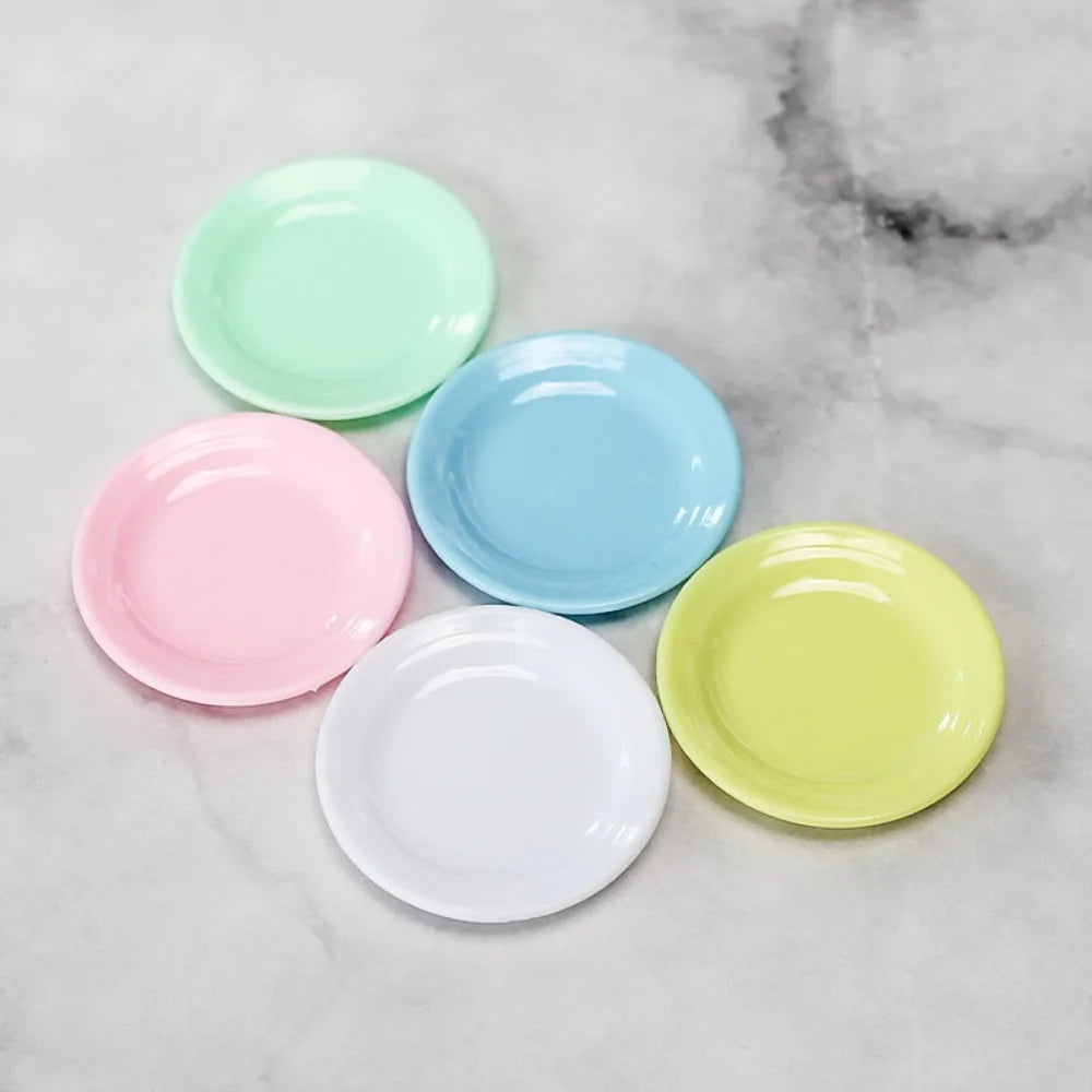 5Pcs Miniatures Plastic Mini Food Plates Kitchen Toy Durable Simulation Dining Plate Tableware Model