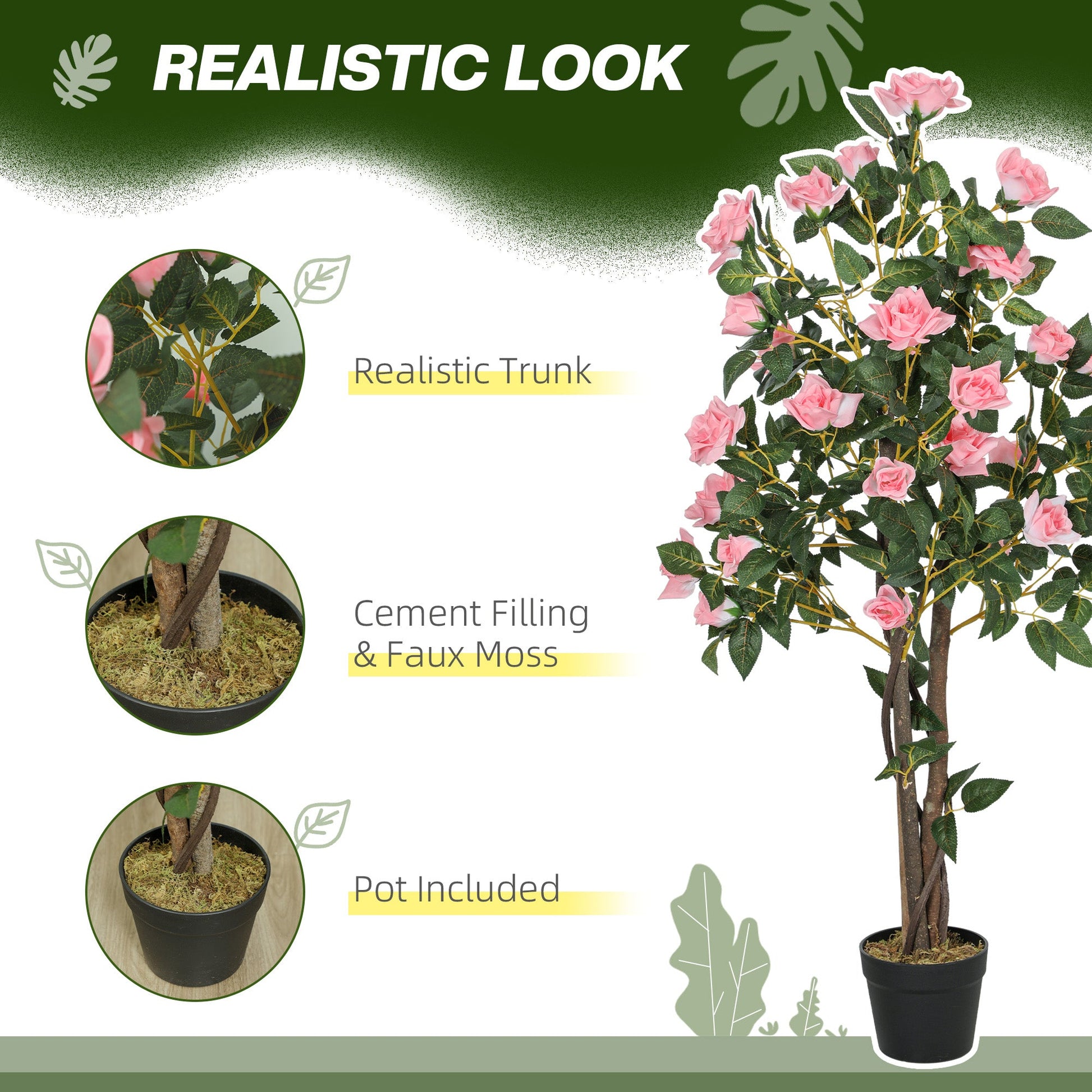 Set of Two Faux Rose Plants, with Pots-3