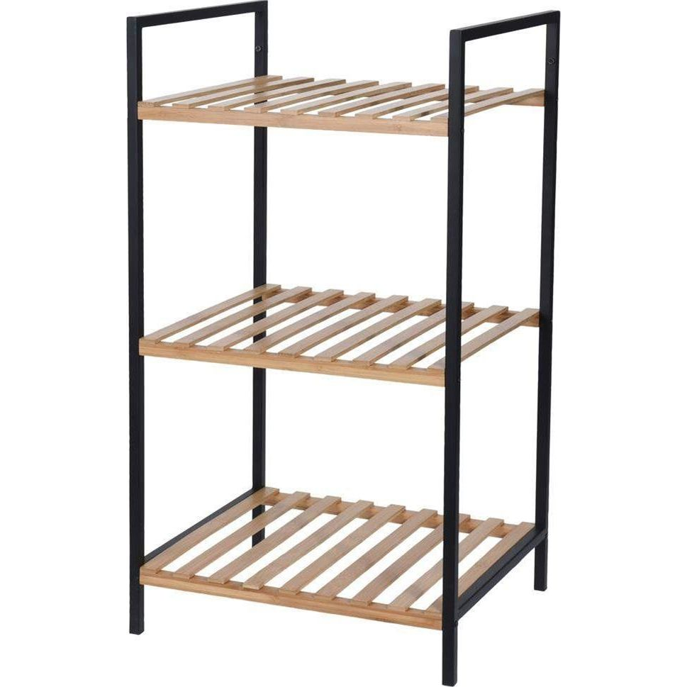 Bathroom Solutions Regał łazienkowy 3-poziomowy, półka, szafka, bambus (442461)-0