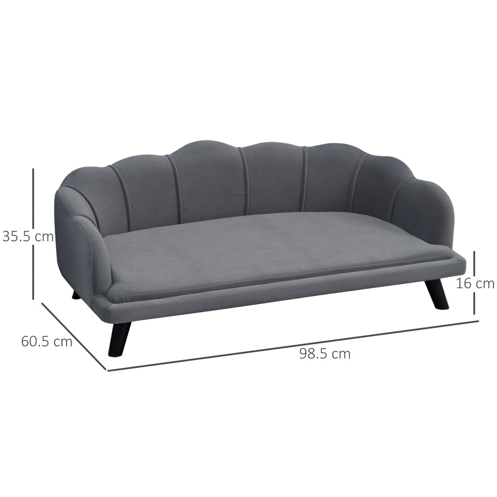 Dog Sofa for Medium Large Dogs, Shell Shaped Pet Couch Bed with Legs Cushion Washable Cover, Grey-2