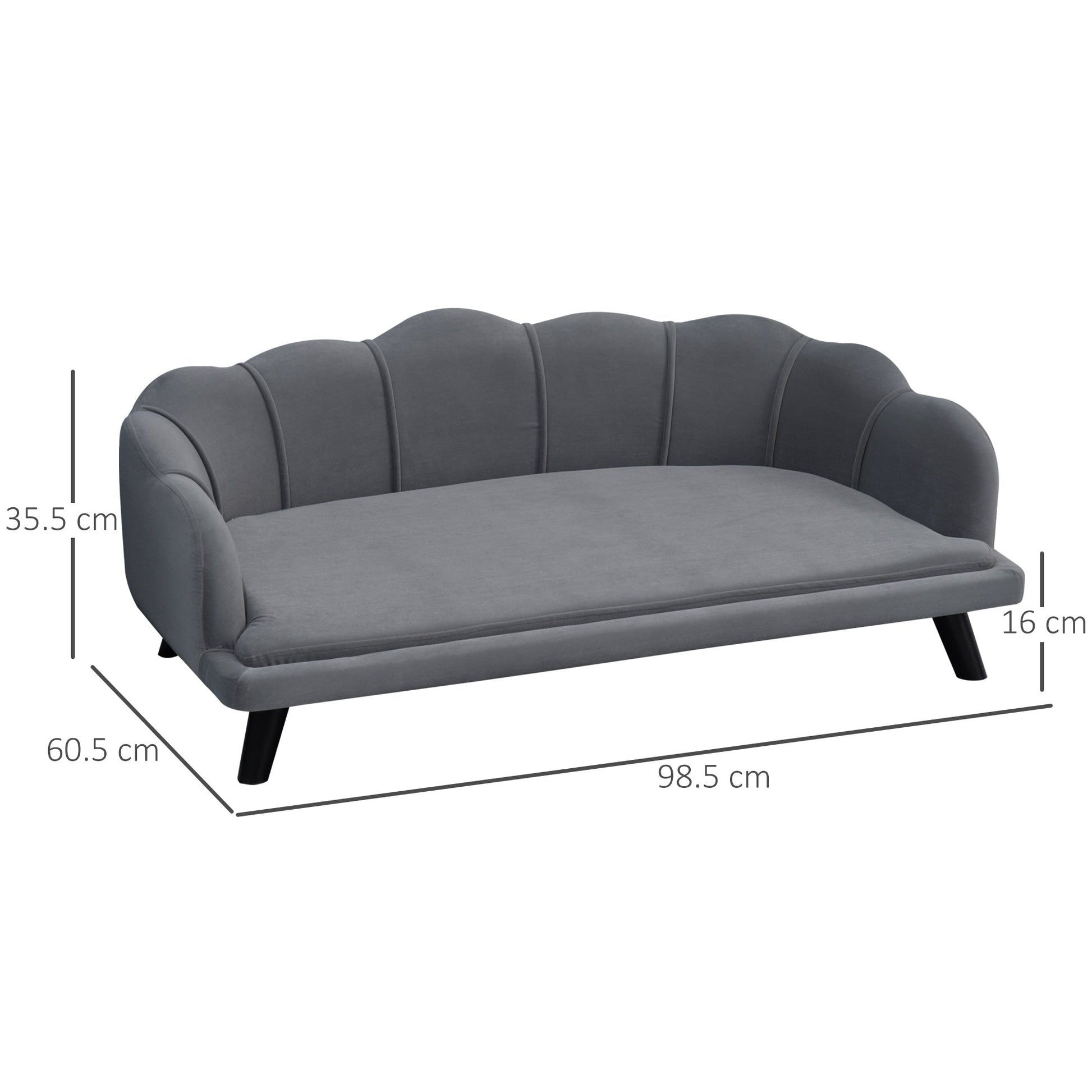 Dog Sofa for Medium Large Dogs, Shell Shaped Pet Couch Bed with Legs Cushion Washable Cover, Grey-2