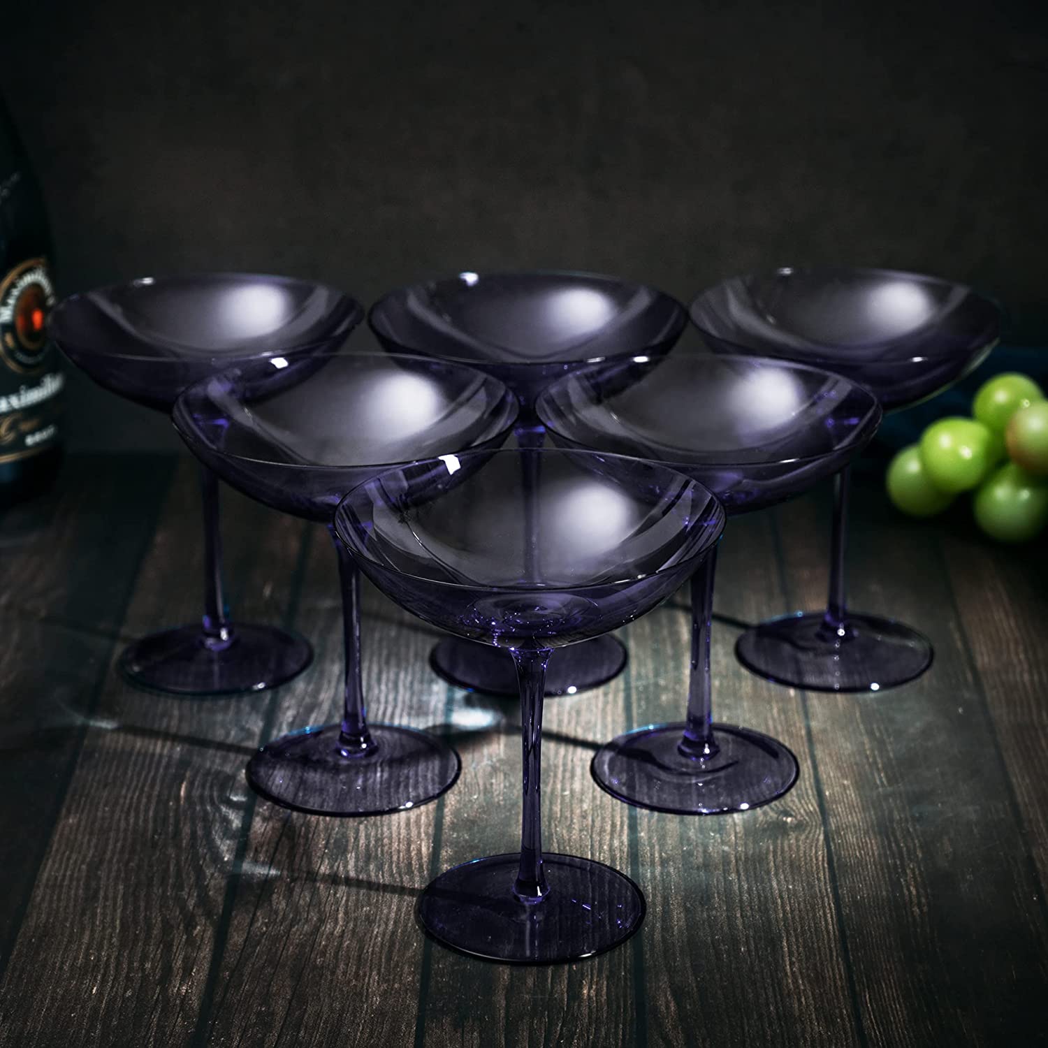 Lavender Champagne Coupes 12oz Set of 6 by The Wine Savant - Colored Champagne Glasses, Prosecco, Mimosa Glasses Set, Cocktail Glass Set, Bar Glassware Bachelorette Anniversary Gifts-1