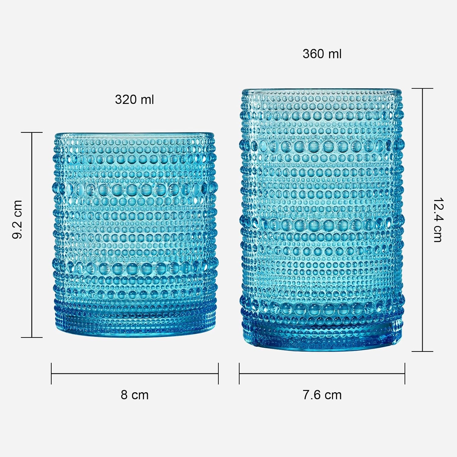 Hobnail Drinking Glasses Colored Beaded Drinking Set of 12-4