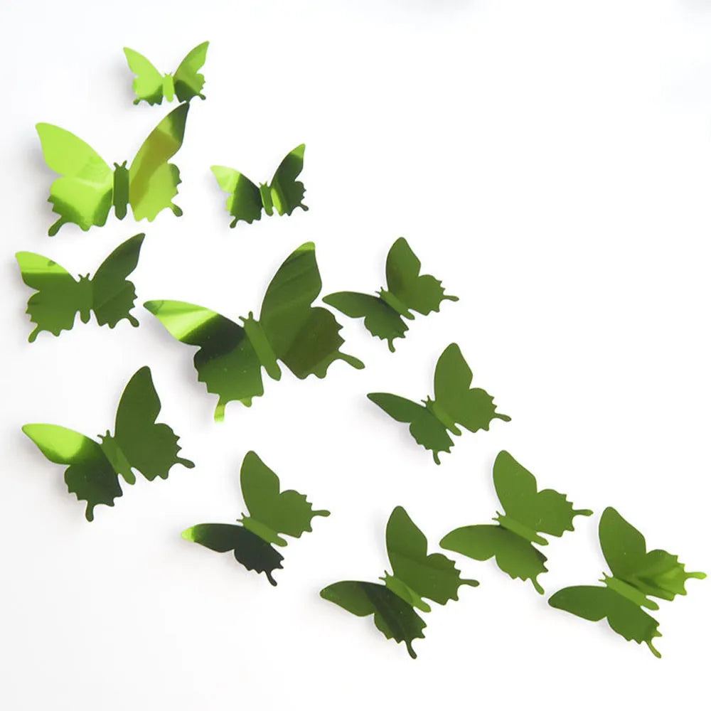 12pcs 3D Butterfly Mirror Wall Sticker Decal Wall Art Removable Wedding Decoration Kids Room Decoration Sticker Hot products