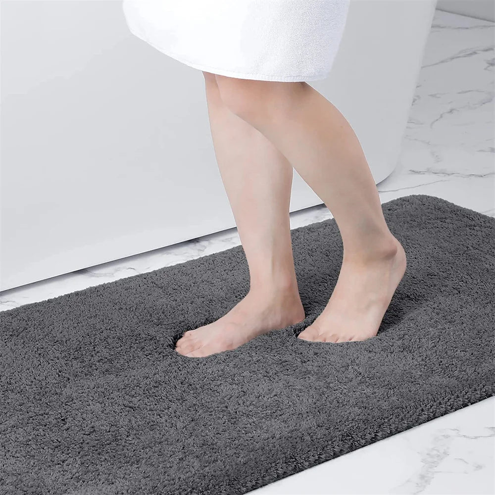 Olanly Bathroom Rug Mat Shaggy Soft Absorbent Bath Rug Non Slip Thick Plush Machine Washable Bath Mat For Bathroom Shower 24x16