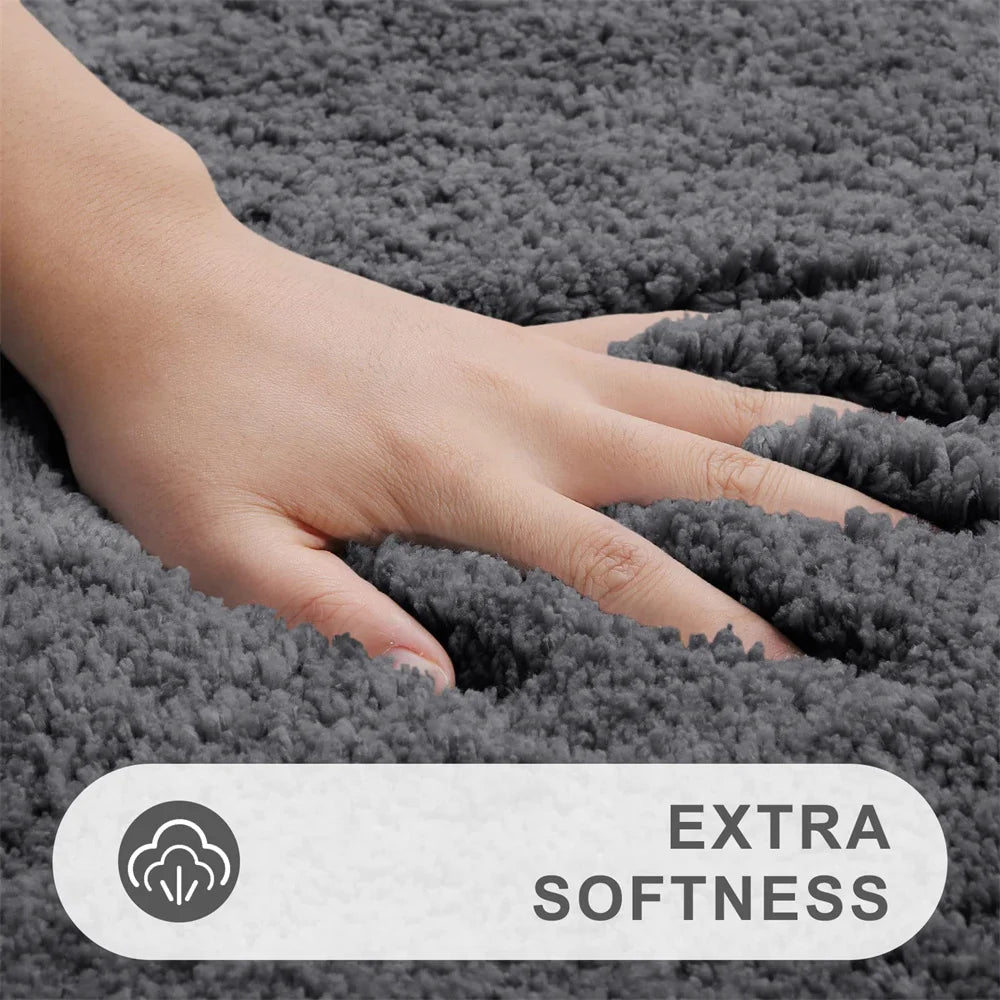 Olanly Bathroom Rug Mat Shaggy Soft Absorbent Bath Rug Non Slip Thick Plush Machine Washable Bath Mat For Bathroom Shower 24x16