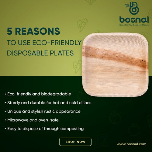 Bosnal - Palm Leaf Biodegradable Plates; 7 inch, Square-4