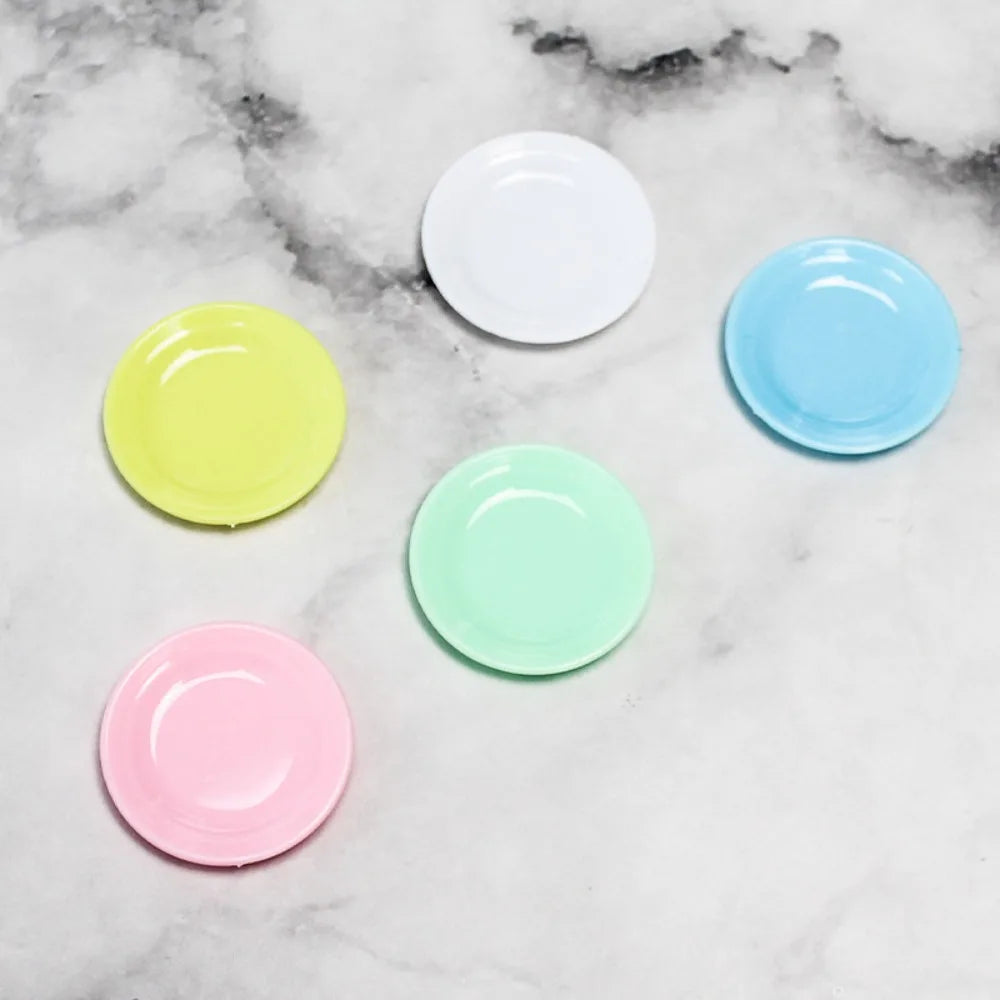5Pcs Miniatures Plastic Mini Food Plates Kitchen Toy Durable Simulation Dining Plate Tableware Model