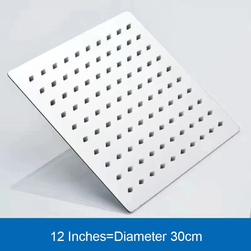 4/6/8/10/12 inch pressurized rain shower head stainless steel square round rain shower head large water outlet shower head
