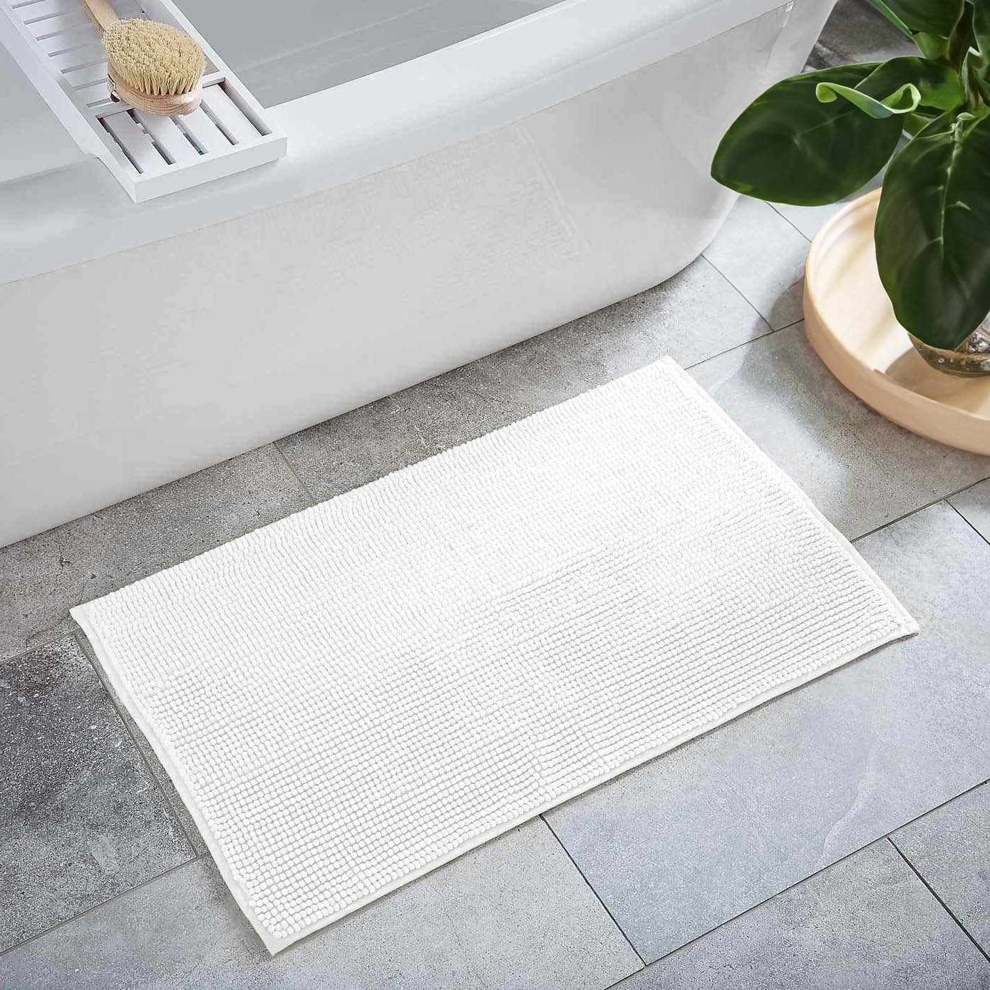 Washable Bath Mat, White-3