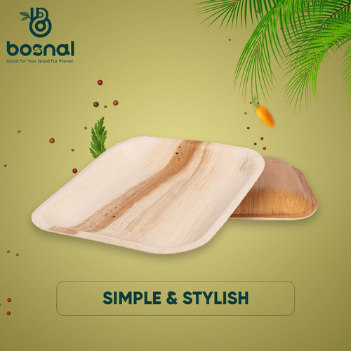Bosnal - Palm Leaf Biodegradable Plates, 10 inch, Square-3