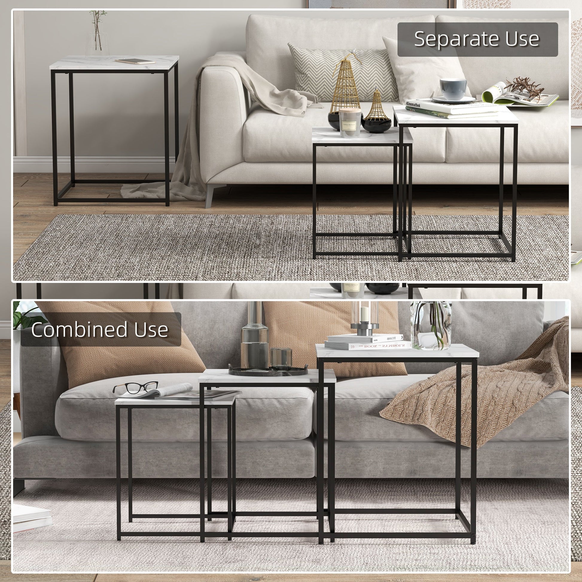 Three Nest of Tables, Marble Effect Finish-3