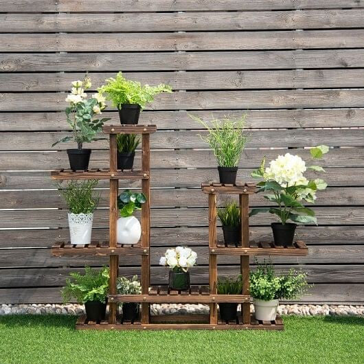 6 Tier Wooden Shelf Storage Plant Rack Stand-4