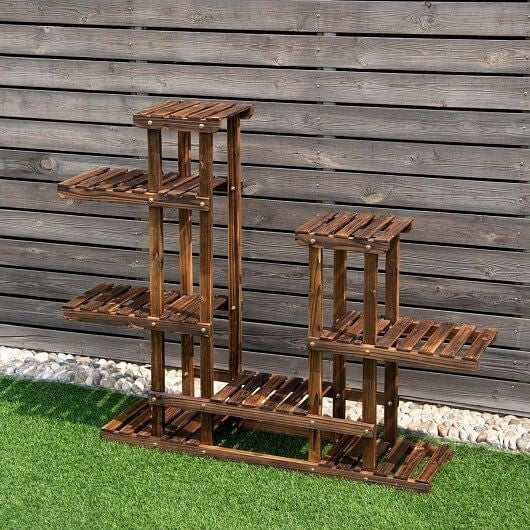6 Tier Wooden Shelf Storage Plant Rack Stand-3