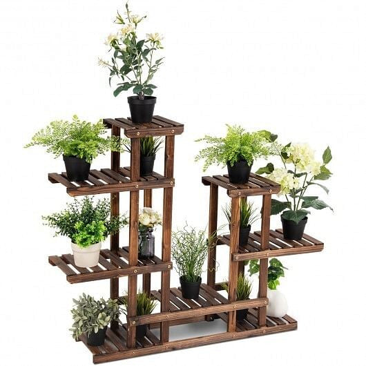 6 Tier Wooden Shelf Storage Plant Rack Stand-1