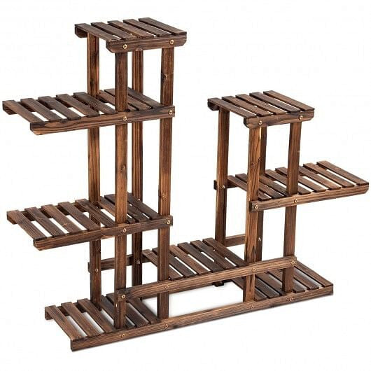 6 Tier Wooden Shelf Storage Plant Rack Stand-0