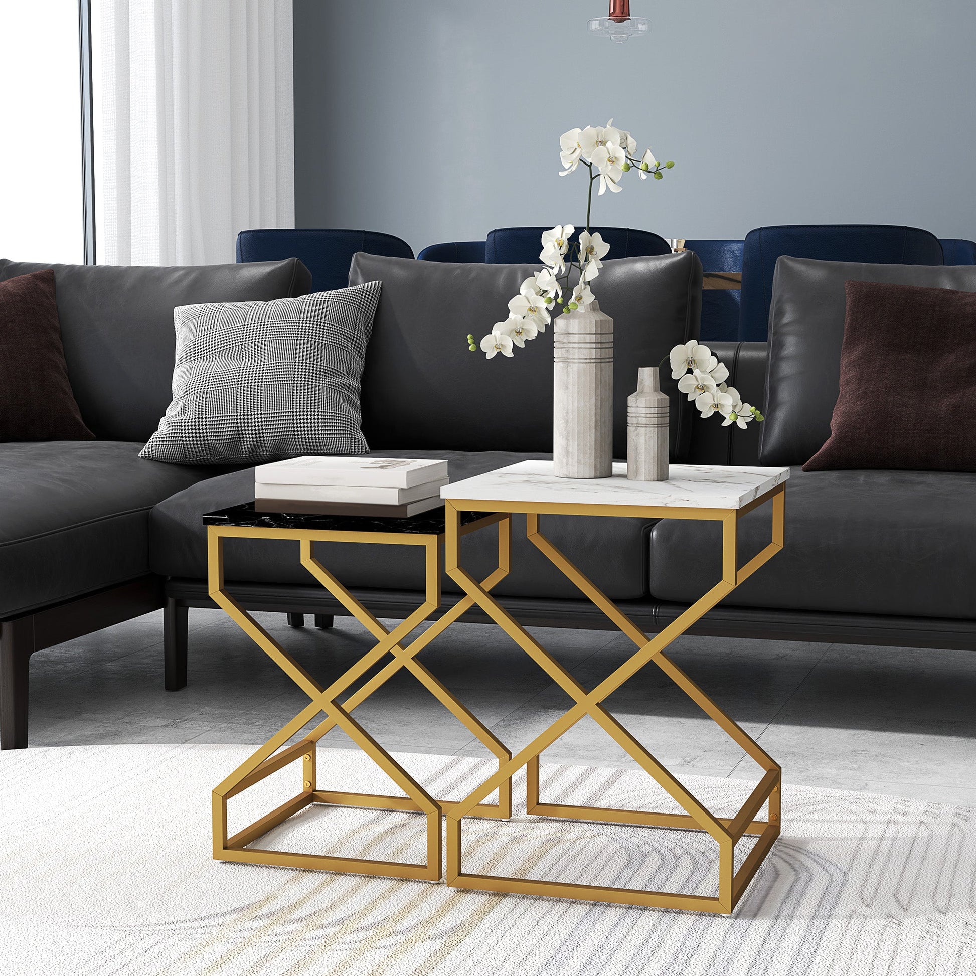 Set of Two Marble-Effect Nesting Tables-1