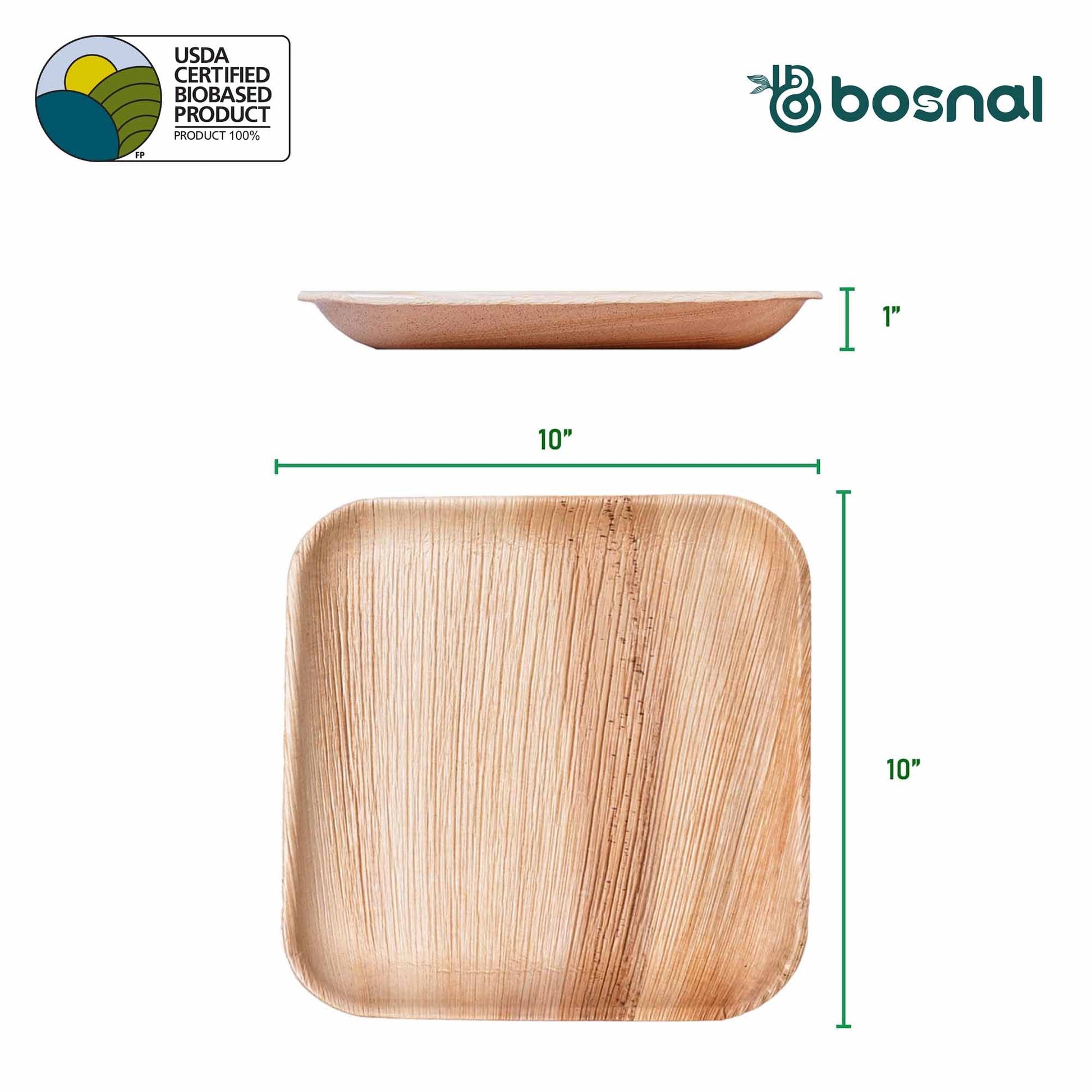 Bosnal - Palm Leaf Biodegradable Plates, 10 inch, Square-4