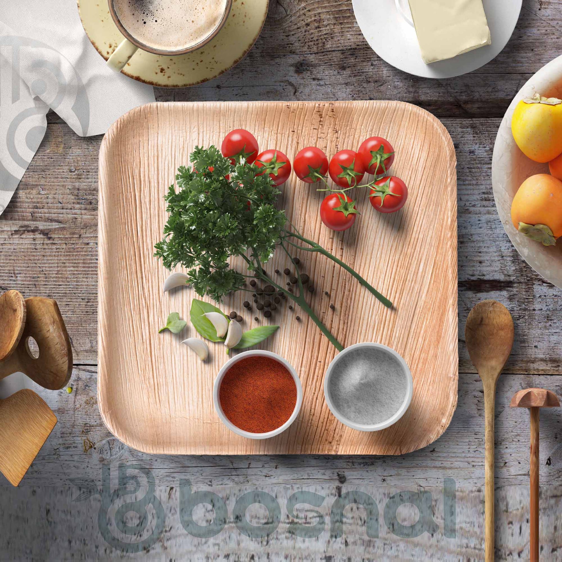 Bosnal - Palm Leaf Biodegradable Plates, 10 inch, Square-2