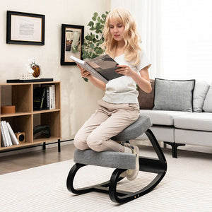 Rocking Ergonomic Kneeling Chair with Padded Cushion for Home Office-Gray-1