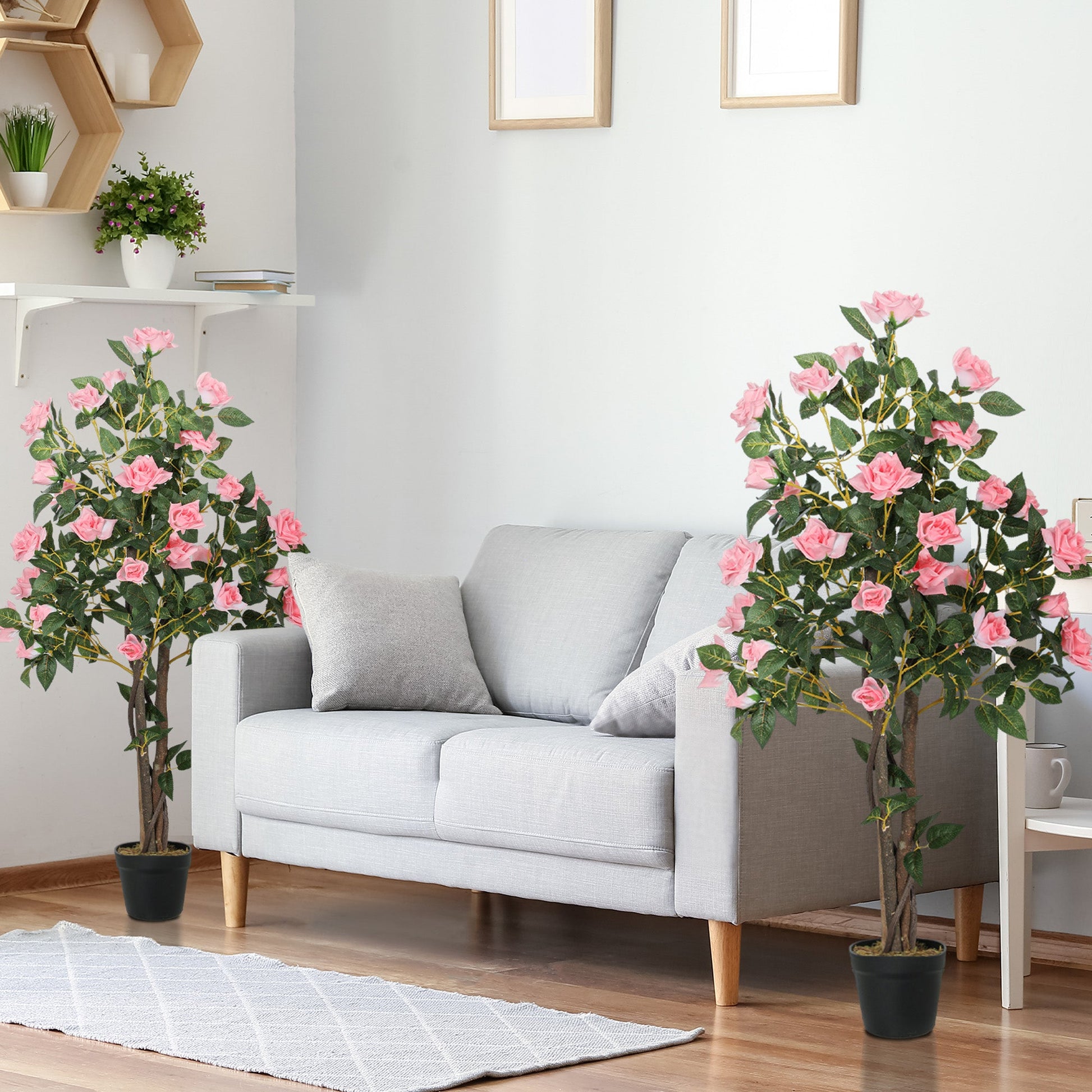 Set of Two Faux Rose Plants, with Pots-1