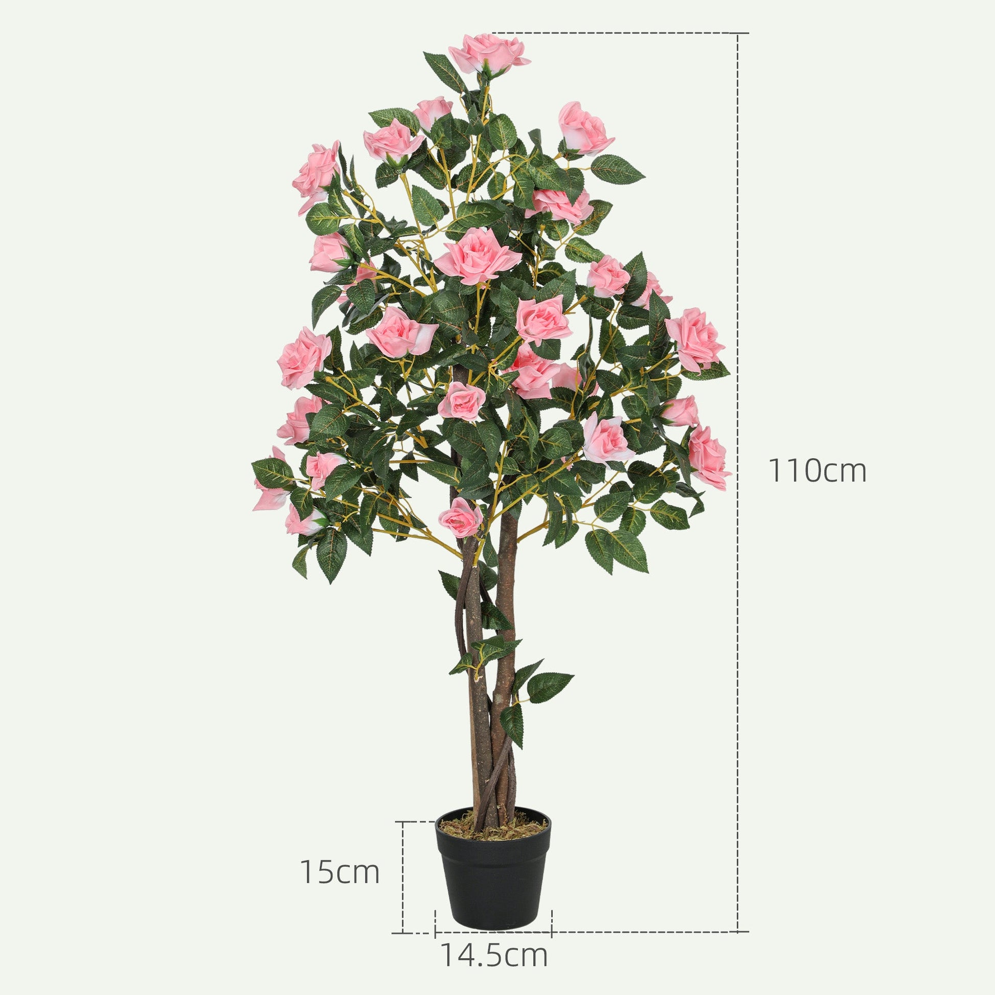 Set of Two Faux Rose Plants, with Pots-2